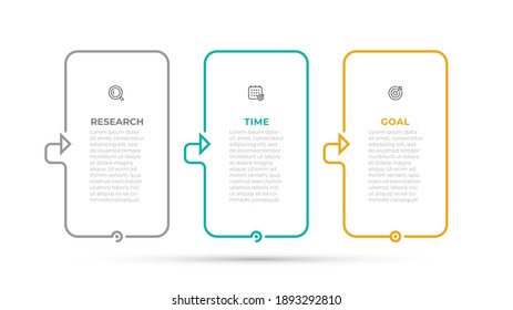 Vector infographic template design with thin line and icons. Business concept with 3 options, steps, parts.