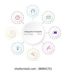 Vector infographic template design with various icons, white background