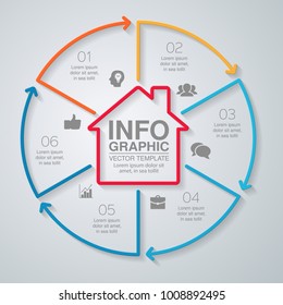Vector infographic template for diagram, graph, presentation, chart, business concept with 6 options.