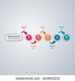 Vector infographic template for diagram, graph, presentation, chart, business concept with 5 options.