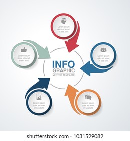 Modelo de infográfico de vetor para diagrama, gráfico, apresentação, gráfico, conceito de negócios com 5 opções.