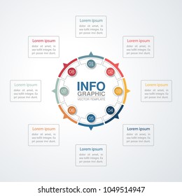 Vector infographic template for diagram, graph, presentation, chart, business concept with 8 options.