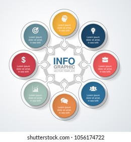Vector infographic template for diagram, graph, presentation, chart, business concept with 8 options.