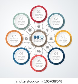 Vector infographic template for diagram, graph, presentation, chart, business concept with 8 options.