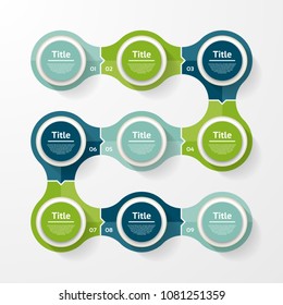 Vector infographic template for diagram, graph, presentation and chart. Business concept with 9 options, parts, steps or processes