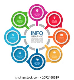 Plantilla de infografía vectorial para diagrama, gráfico, presentación, gráfico, concepto de negocio con 8 opciones.