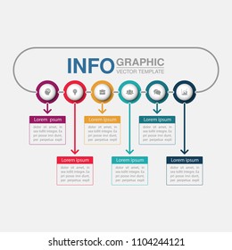 Vektorgrafik-Vorlage für Diagramm, Grafik, Präsentation, Diagramm, Business-Konzept mit 6 Optionen.