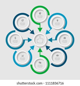 Vector infographic template for diagram, graph, presentation, chart, business concept with 8 options.