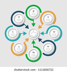Vector infographic template for diagram, graph, presentation, chart, business concept with 8 options.