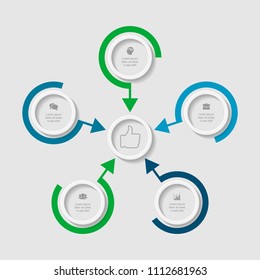 Vector infographic template for diagram, graph, presentation, chart, business concept with 5 options.