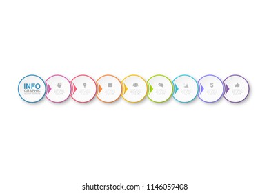 Vector infographic template for diagram, graph, presentation, chart, business concept with 8, 9 options.