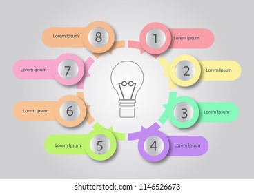 Vector infographic template for diagram graph presentation and chart. Business concept with 8 options parts steps or processes