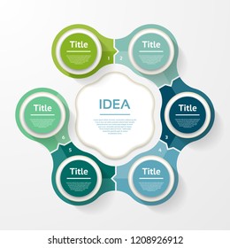 Vector infographic template for diagram, graph, presentation and chart. Business concept with 6 options, parts, steps or processes