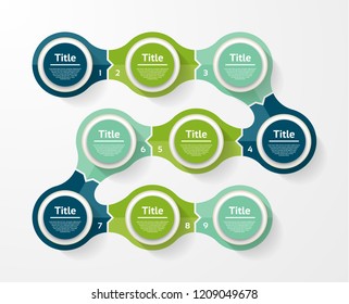 Vector infographic template for diagram, graph, presentation and chart. Business concept with 9 options, parts, steps or processes