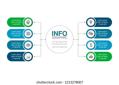 Plantilla de infografía vectorial para diagrama, gráfico, presentación, gráfico, concepto de negocio con 8 opciones.