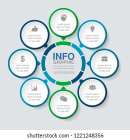 Vector infographic template for diagram, graph, presentation, chart, business concept with 8 options.