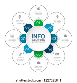Vector infographic template for diagram, graph, presentation, chart, business concept with 8 options.