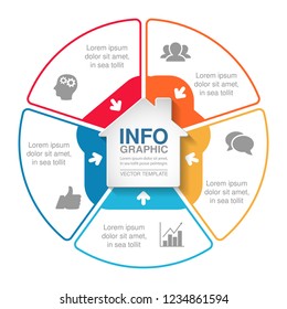 Vector infographic template for diagram, graph, presentation, chart, business concept, home, house, housing, with 5 options.