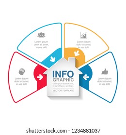Vector infographic template for diagram, graph, presentation, chart, business concept, home, house, housing, with 4 options.