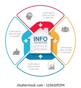 Vector infographic template for diagram, graph, presentation, chart, business concept, home, house, housing, with 4 options.