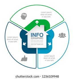 Vector infographic template for diagram, graph, presentation, chart, business concept, home, house, housing, with 3 options.