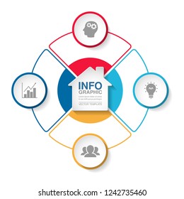 Vector infographic template for diagram, graph, presentation, chart, business concept, home, house, housing, with 4 options.