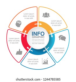 Vector infographic template for diagram, graph, presentation, chart, business concept with 5 options.