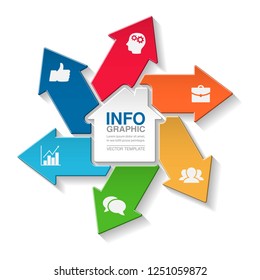 Vector infographic template for diagram, graph, presentation, chart, business concept, home, house, housing, with 6 options.