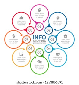 Vector infographic template for diagram, graph, presentation, chart, business concept with 8 options.
