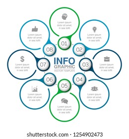 Vector infographic template for diagram, graph, presentation, chart, business concept with 8 options.