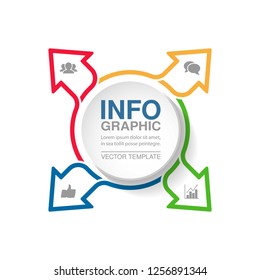 Vector infographic template for diagram, graph, presentation, chart, business concept, arrows, with 4 options.