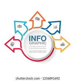Vector infographic template for diagram, graph, presentation, chart, business concept, arrows, with 5 options.