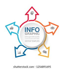 Vector infographic template for diagram, graph, presentation, chart, business concept, arrows, with 5 options.