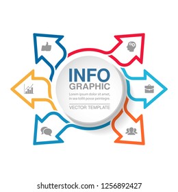 Vector infographic template for diagram, graph, presentation, chart, business concept, arrows, with 6 options.