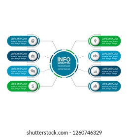 Vector infographic template for diagram, graph, presentation, chart, business concept with 8 options.