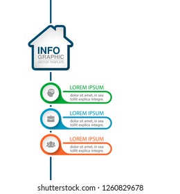 Vector infographic template for diagram, graph, presentation, chart, business concept, home, house, housing with 3 options.