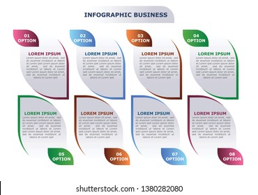 Vector infographic template for diagram, graph, presentation, chart, business concept with 8 options.