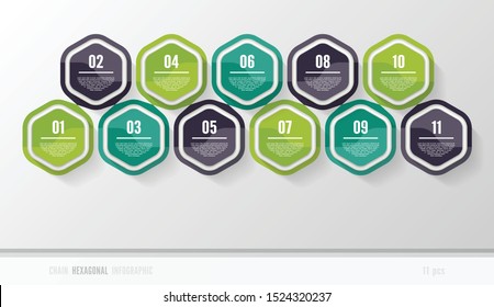 Vector infographic template for diagram, graph, presentation and chart. Business concept with 11 options, parts, steps or processes