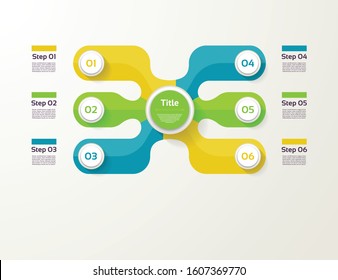 Vector infographic template for diagram, graph, presentation and chart. Business concept with 6 options, parts, steps or processes
