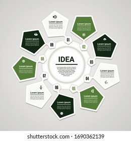 Vector infographic. Template for diagram, graph, presentation and chart. Business concept with 9 options, parts, steps or processes. Vector diagram. Progress background.