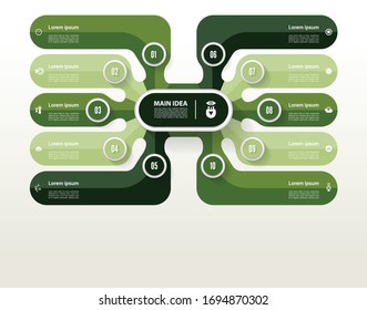 Vector infographic template for diagram, graph, presentation and chart. Business concept with 10 options, parts, steps or processes