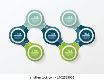 Infografische Vektorillustration-Vorlage für Diagramm, Grafik, Präsentation und Diagramm. Geschäftskonzept mit 7 Optionen, Teilen, Schritten oder Prozessen