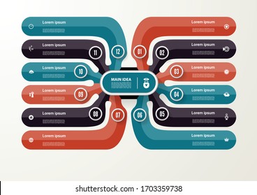 Vector infographic template for diagram, graph, presentation and chart. Business concept with 12 options, parts, steps or processes