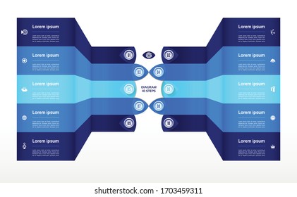 Vector infographic template for diagram, graph, presentation and chart. Business concept with 10 options, parts, steps or processes