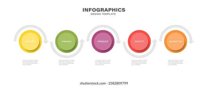 Vector infographic template for diagram, graph, presentation, chart, business concept with 5 options and arrows