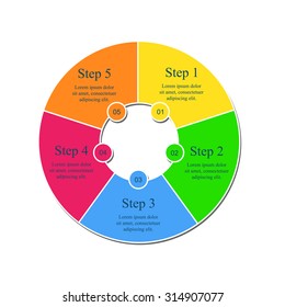 Vector infographic. Template for diagram, graph, presentation and chart with 5 options, parts, steps or processes.