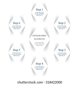 Vector infographic. Template for diagram, graph, presentation and chart. Business concept with 6 options, parts, steps or processes. 