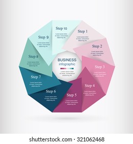 Vector infographic. Template for diagram, graph, presentation and chart. Business concept with 10 options, parts, steps or processes. 