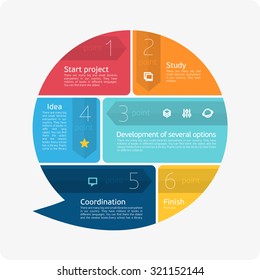Vector  infographic. Template for  diagram, graph, presentation and round chart. Business startup idea  concept with 4, 5 options, parts, steps, processes. Successful brainstorming.