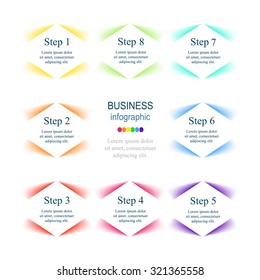 Vector infographic. Template for diagram, graph, presentation and chart. Business concept with 8 options, parts, steps or processes. 